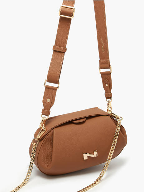 Cross Body Tas Nymphea Leder Nathan baume Bruin nymphea 2 ander zicht 2